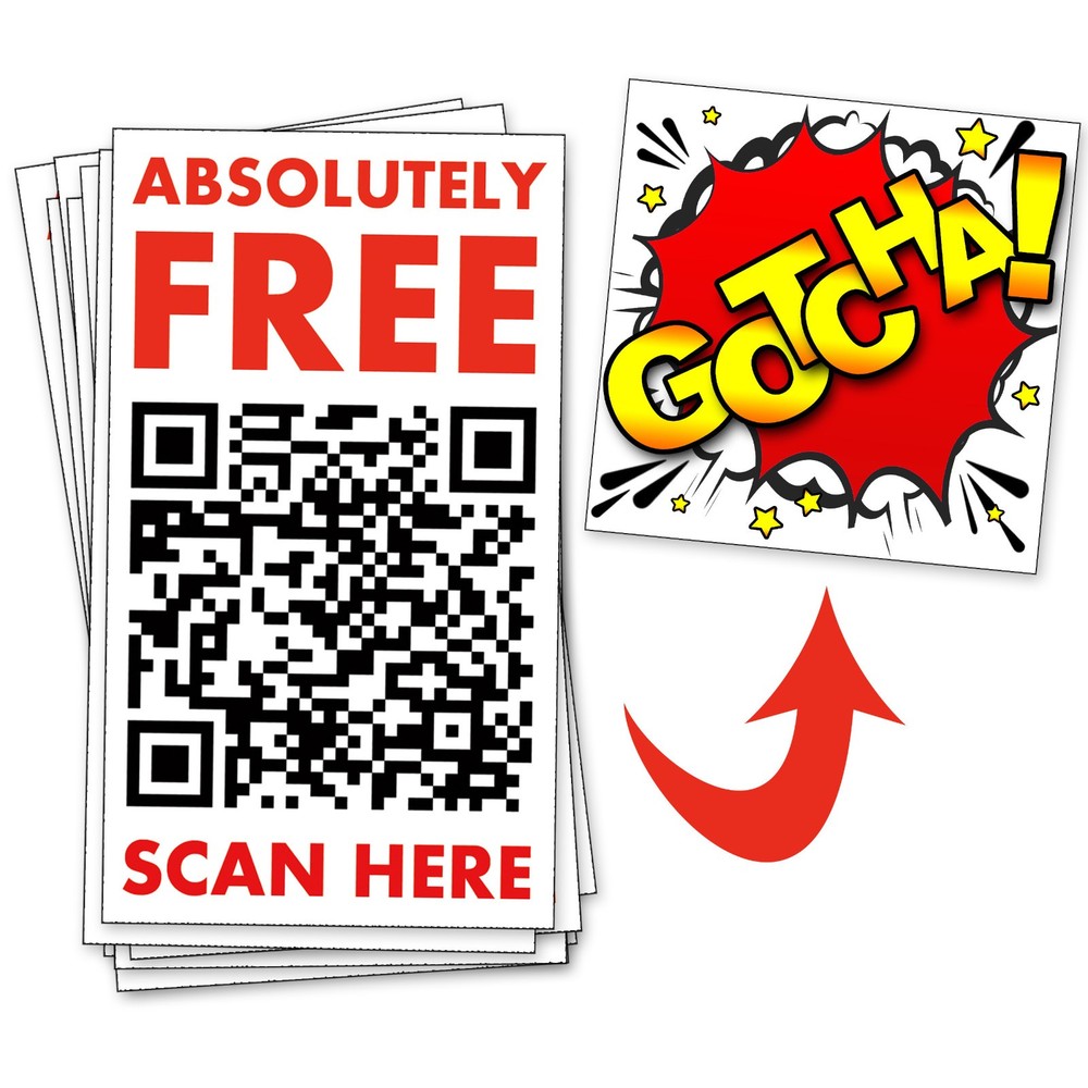Gotcha QR Code Prank Stickers - 25 QTY