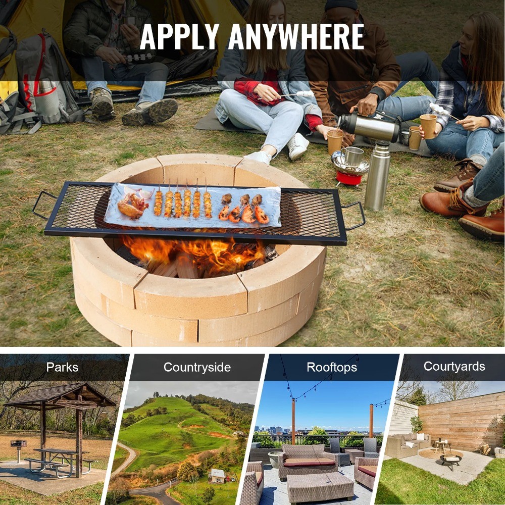 X-Marks Fire Pit Grill Grate, Rectangular Cooking Grid