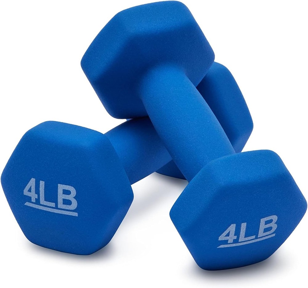 Neoprene Dumbbell Hand Weights for Exercise - Blue - 4 Pound