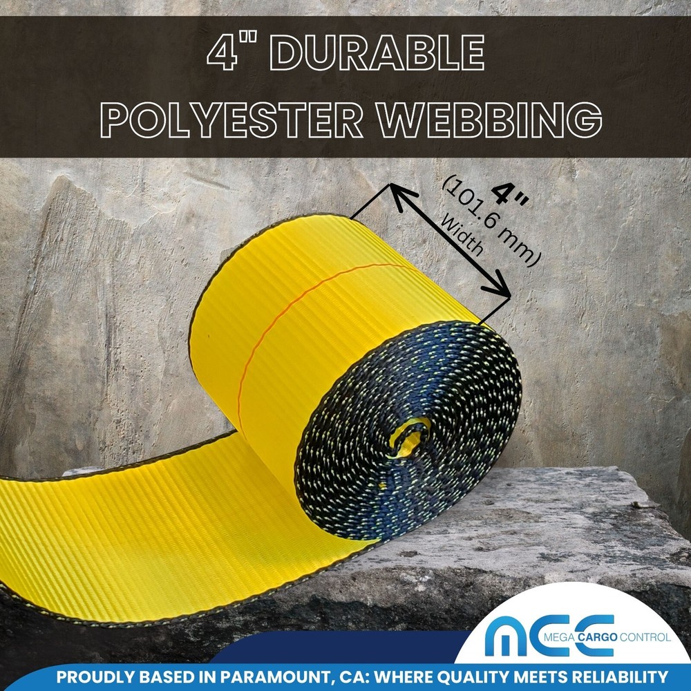 12 Pack 4" x 5' Roll Off Container Winch Strap for Cargo Securement Construction