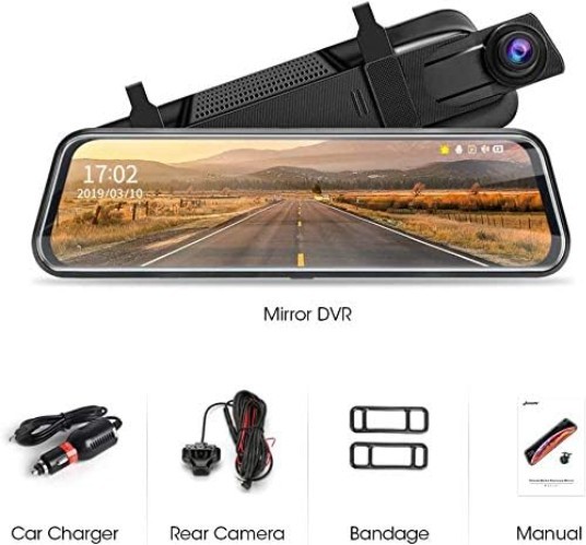 Comprehensive 10'' Touch Screen Dash Cam with Super Night Vision & Crash Sensor