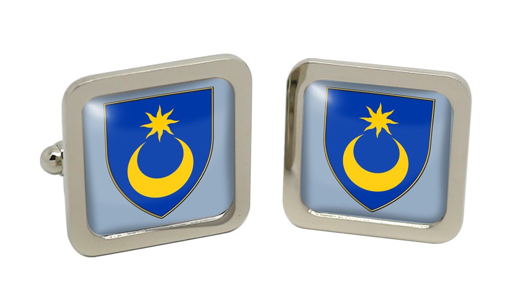 Portsmouth (England) Square Cufflink in Chrome Box