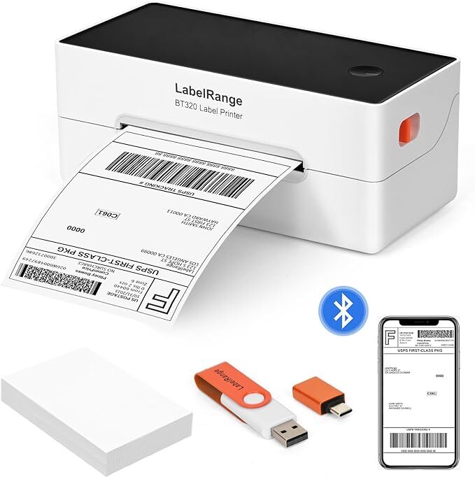 Bluetooth Thermal Label Printer LabelRange BT320, Print From iPhone and Android