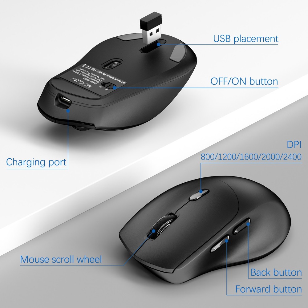 Wireless Keyboard and Mouse Quiet Combo USB Ergonomic Full-Sized Rechargable
