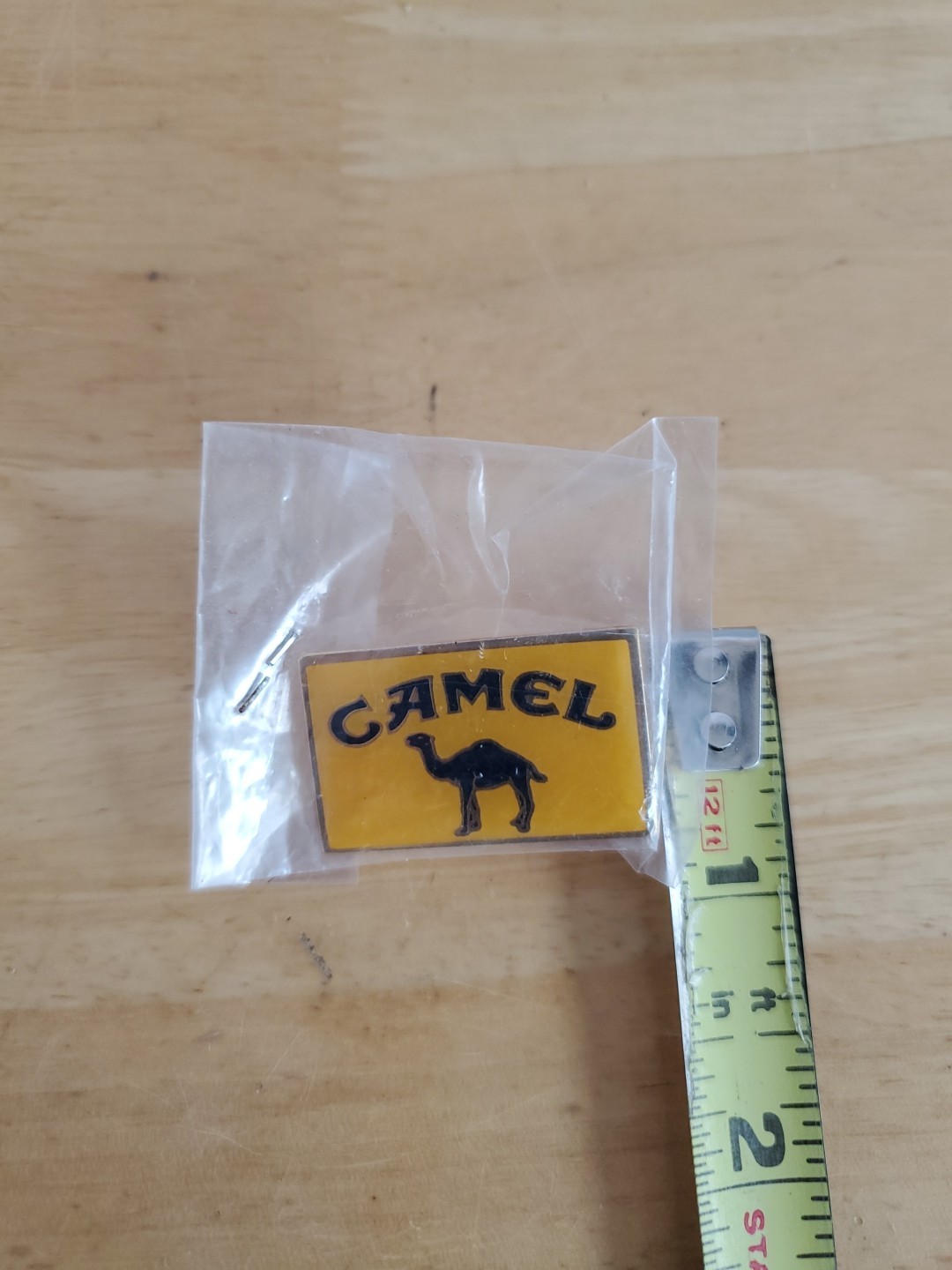 Vintage Camel Cigarette Lapel Pin Yellow Rectangular