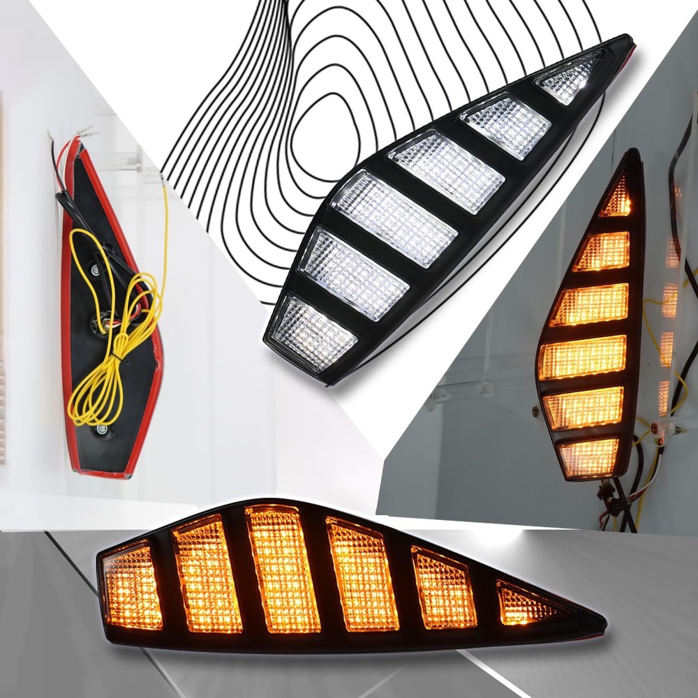 Switchback White & Amber LED Front Bumper Fog Light DRL Amber Sequential Turn...