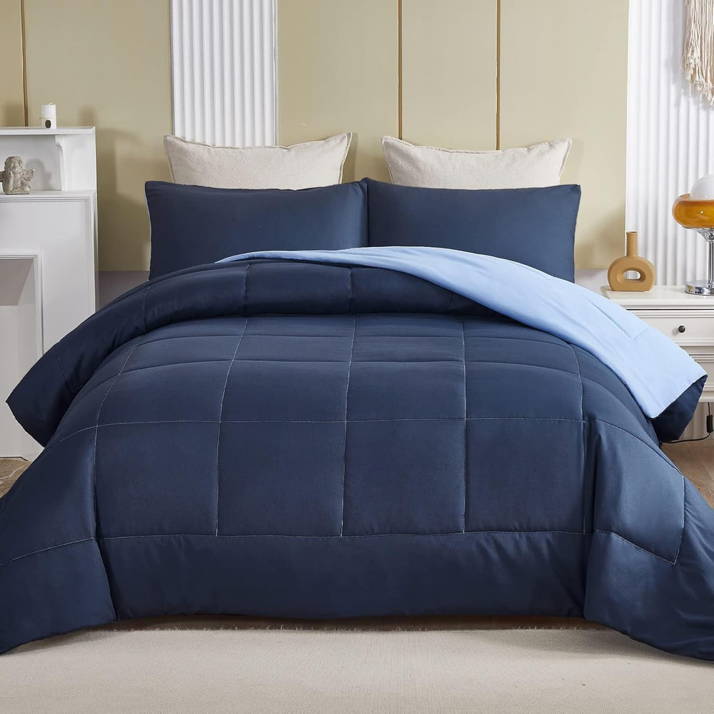 Lightweight Reversible Queen Size Comforter Set, down Alternative Comforter with