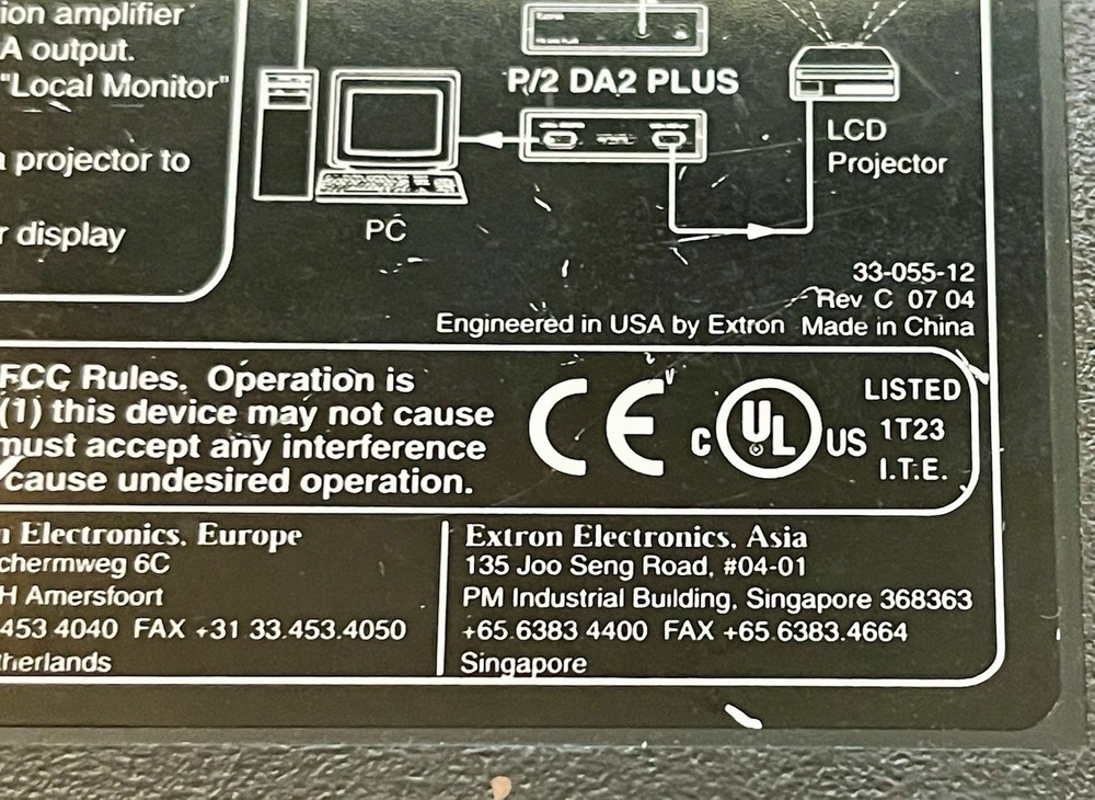 Extron P/2 DA2 PLUS Dual Output VGA/DVI Distribution Amplifier Splitter