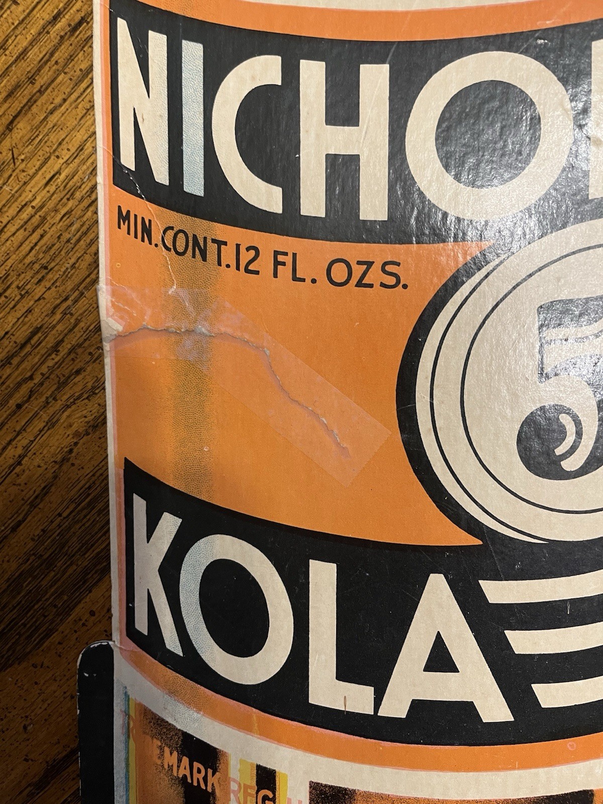 Antique 1936 Nichol Kola Cardboard Soda Bottle Advertising Sign