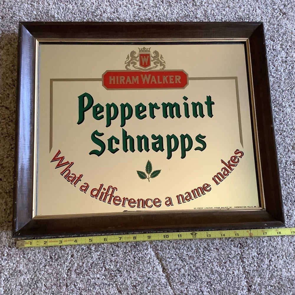 Hiram Walker Peppermint Schnapps Mirror What A Difference A Name Makes Vtg