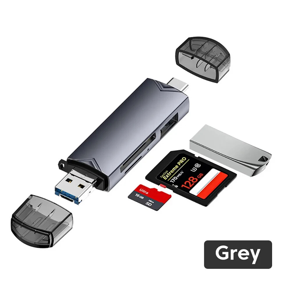 OTG 6 in 1 USB C SD TF Card Reader Micro USB Flash Drive Adapter 5Gbps Camera