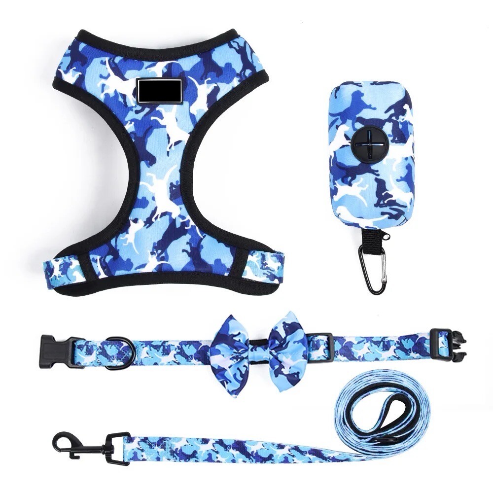 Comfortable pet Harness, Leash Collar Bag Holder,No Pull Adjustable Ref