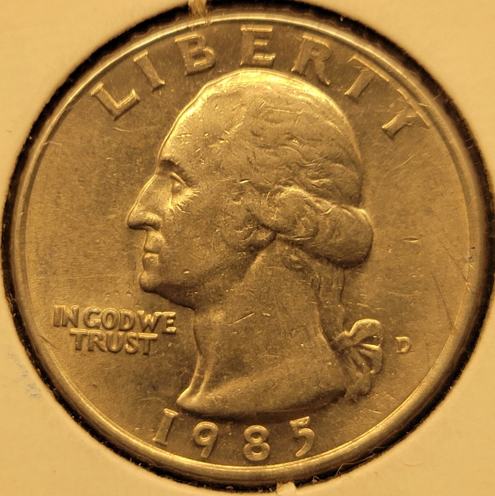 1985D Washington Quarter Nice low MS UNC Mint State Graded Fairly