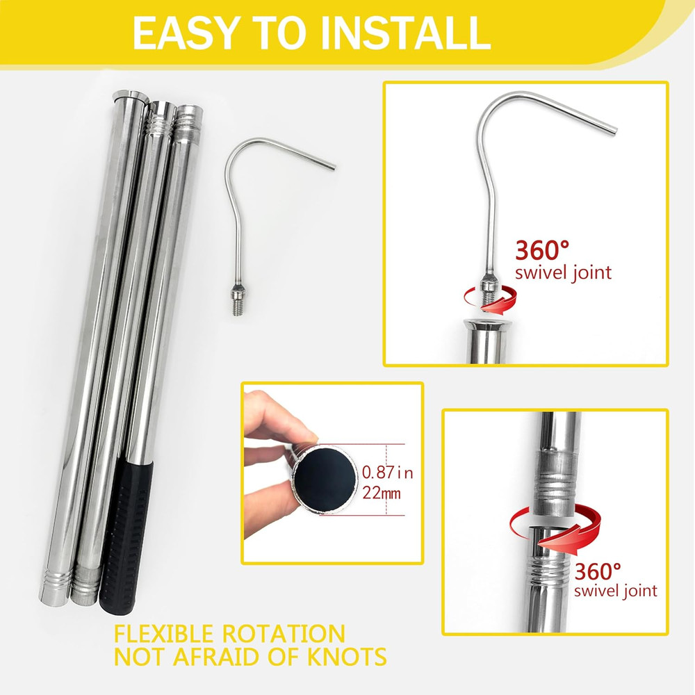 Attic Pull Down Hook System Kit, Heavy Duty Ladder Door Stairs Puller Rod Pol...