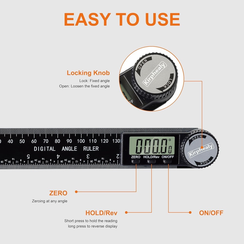 Digital Angle Finder Protractor, 7inch 200mm Angle Gauge Professional Measuring