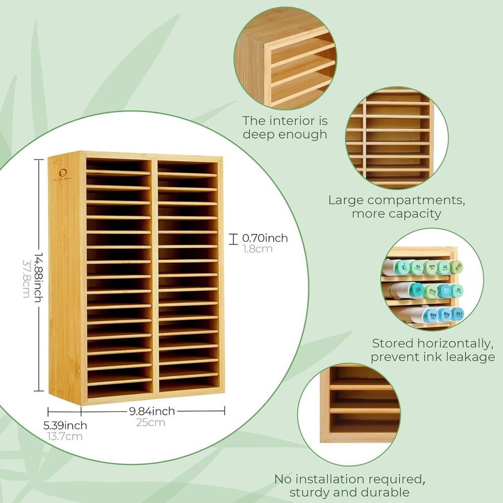 Classroom & Office Bamboo Marker Storage - 32 Compartments