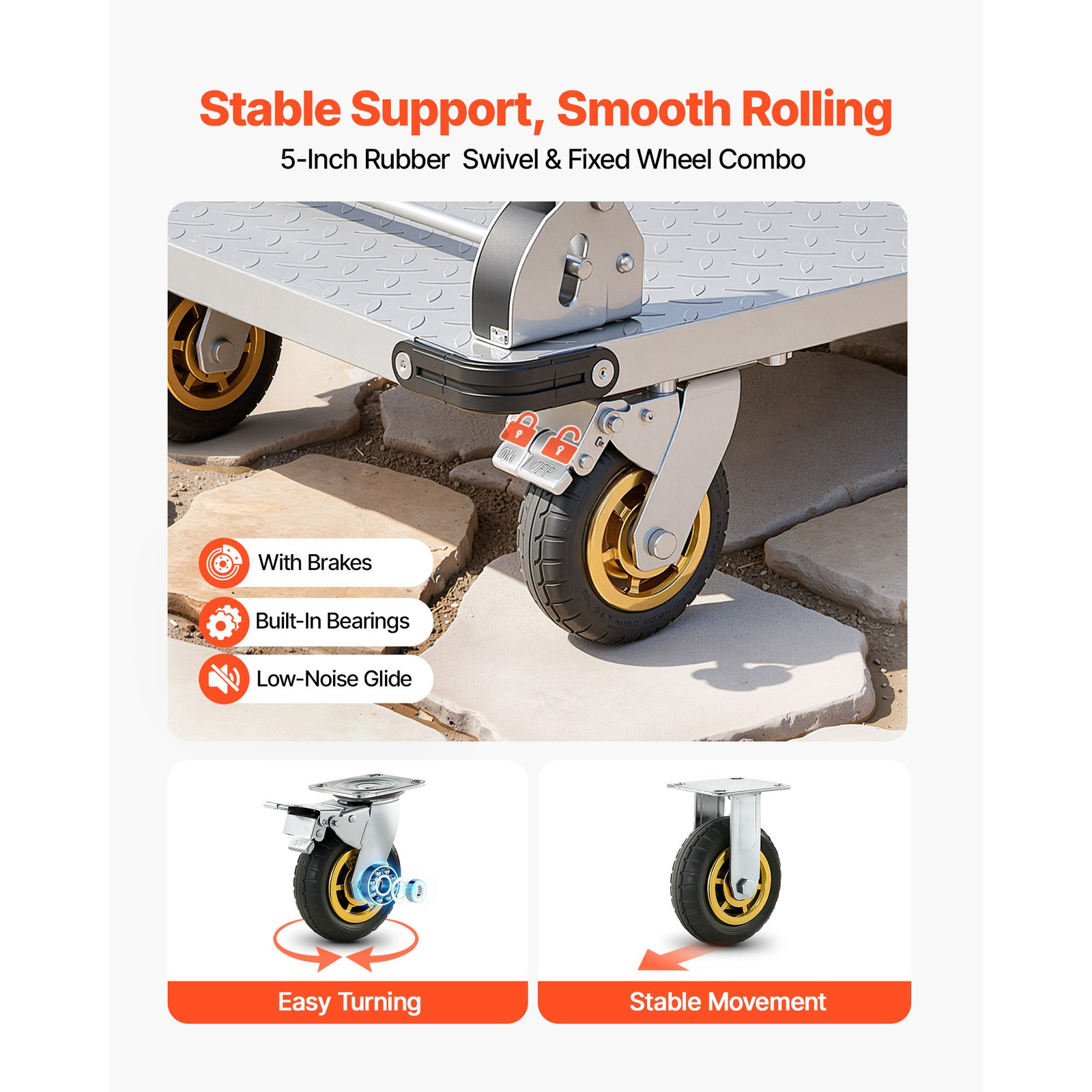 Uimoso Foldable Platform Cart 2000lbs Capacity Heavy Duty Hand Truck with Wheels