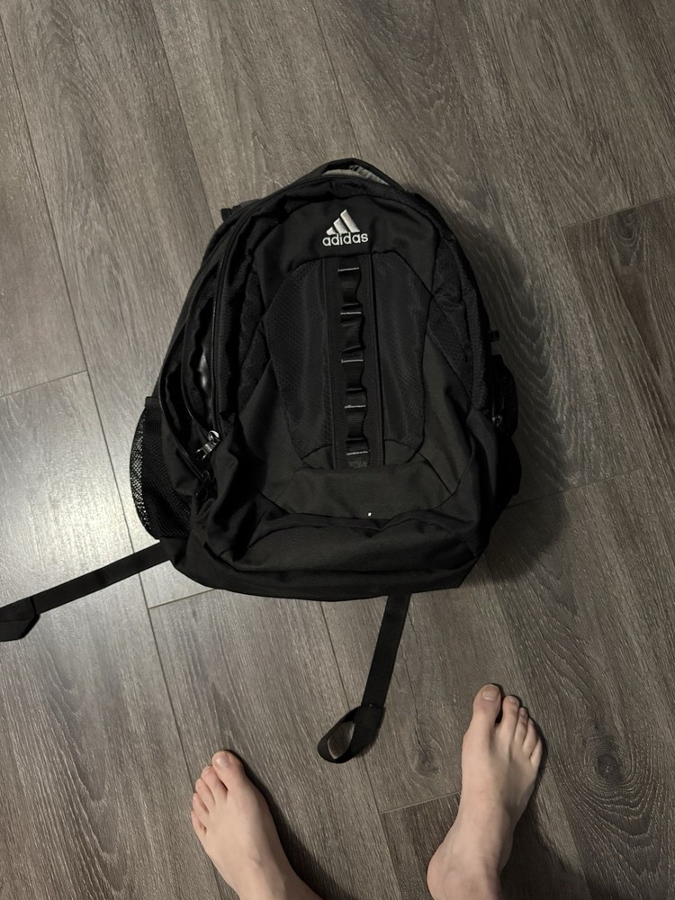 Adidas Black Daypack Backpack Camping Hiking Adjustable Straps Compartments
