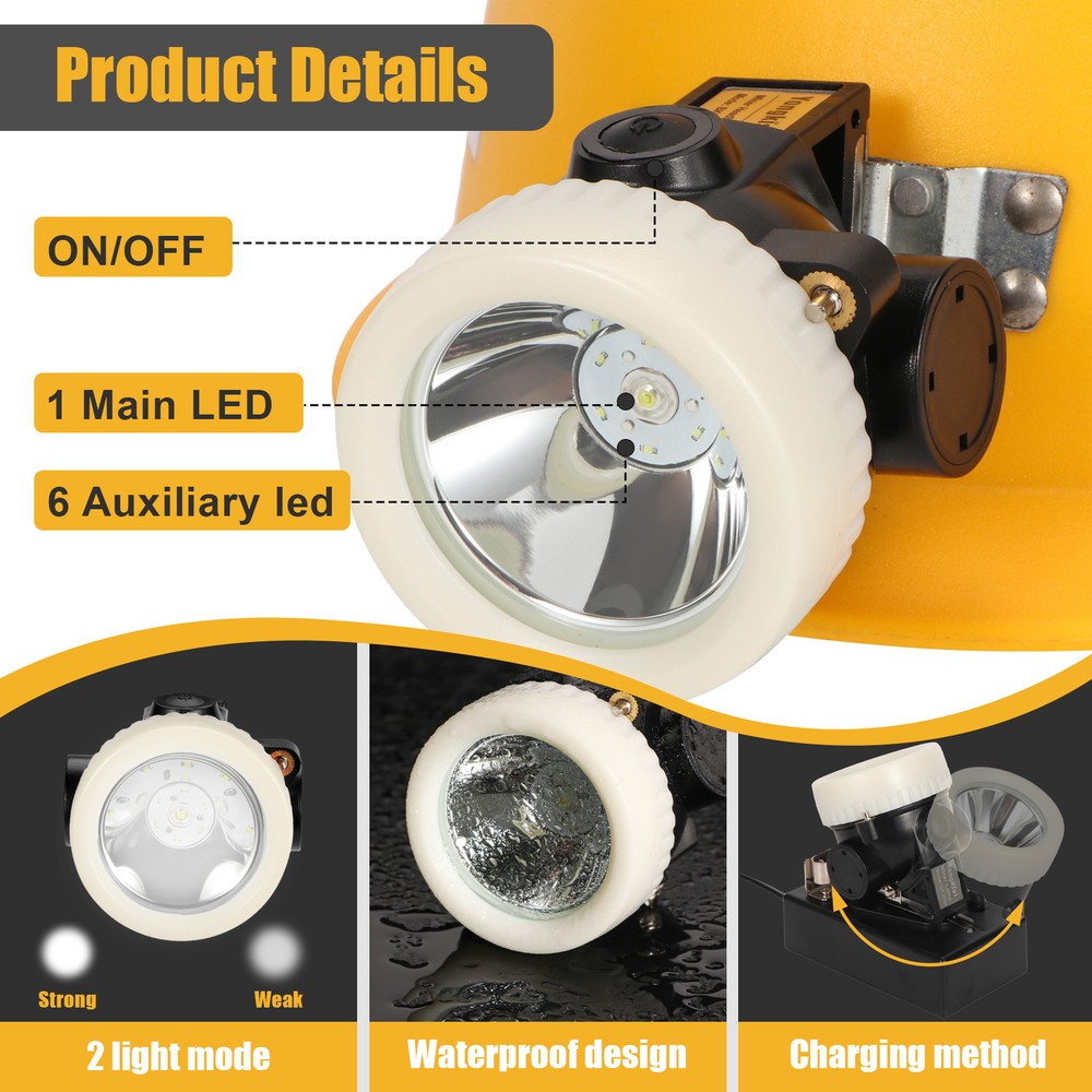 Rechargeable Mining Headlamp Waterproof 7 LED Explosion-Proof Light with Hat