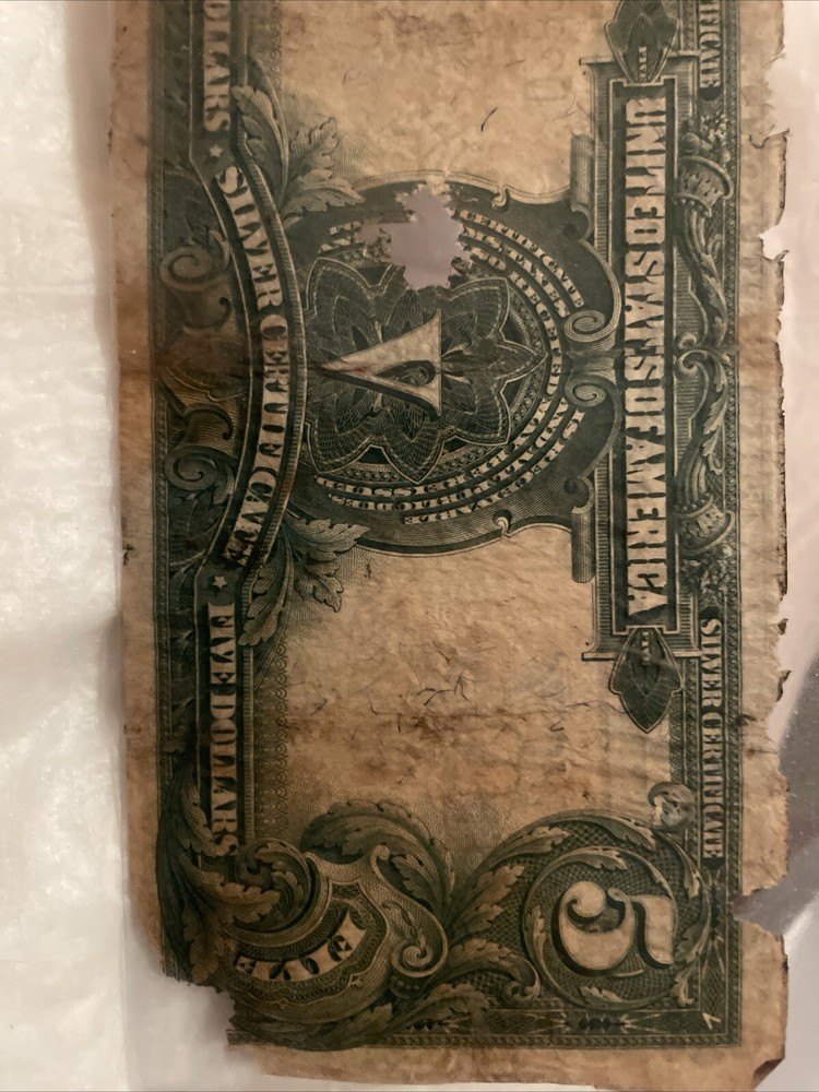 $5 1899 Silver certificate FR Large Size Note Indian Chief Circulated