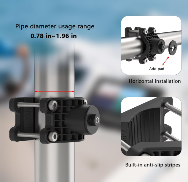 Transducer Mount Pole Mount Compatible with Lowrance Eagle Eye 9, Adjustable Cla