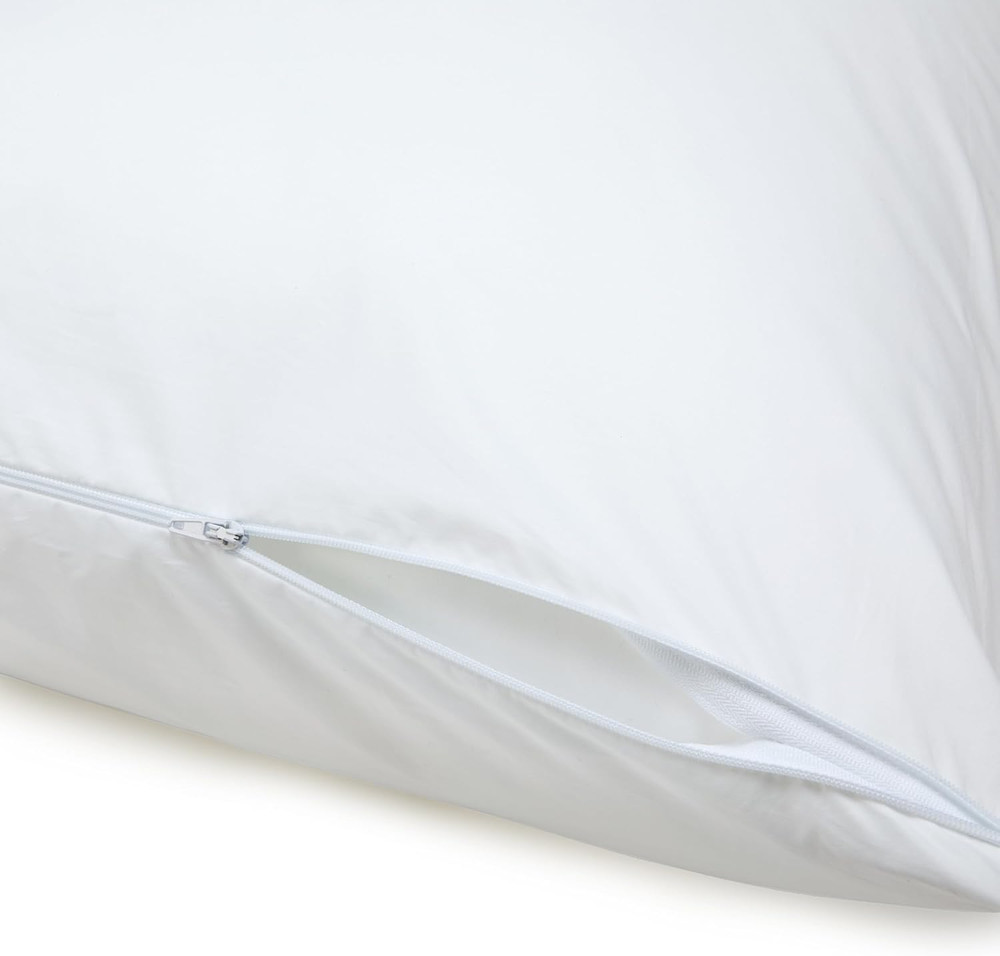 down Alternative Bed Pillows and Pillow Protector Case 2-Piece Set, Medium Densi