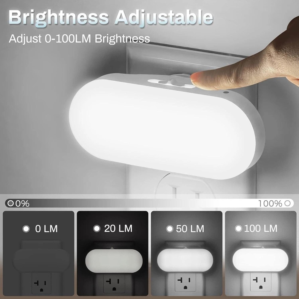 2 Pack LED Night Light Dusk to Dawn Sensor Dimmable Plug in 5000k