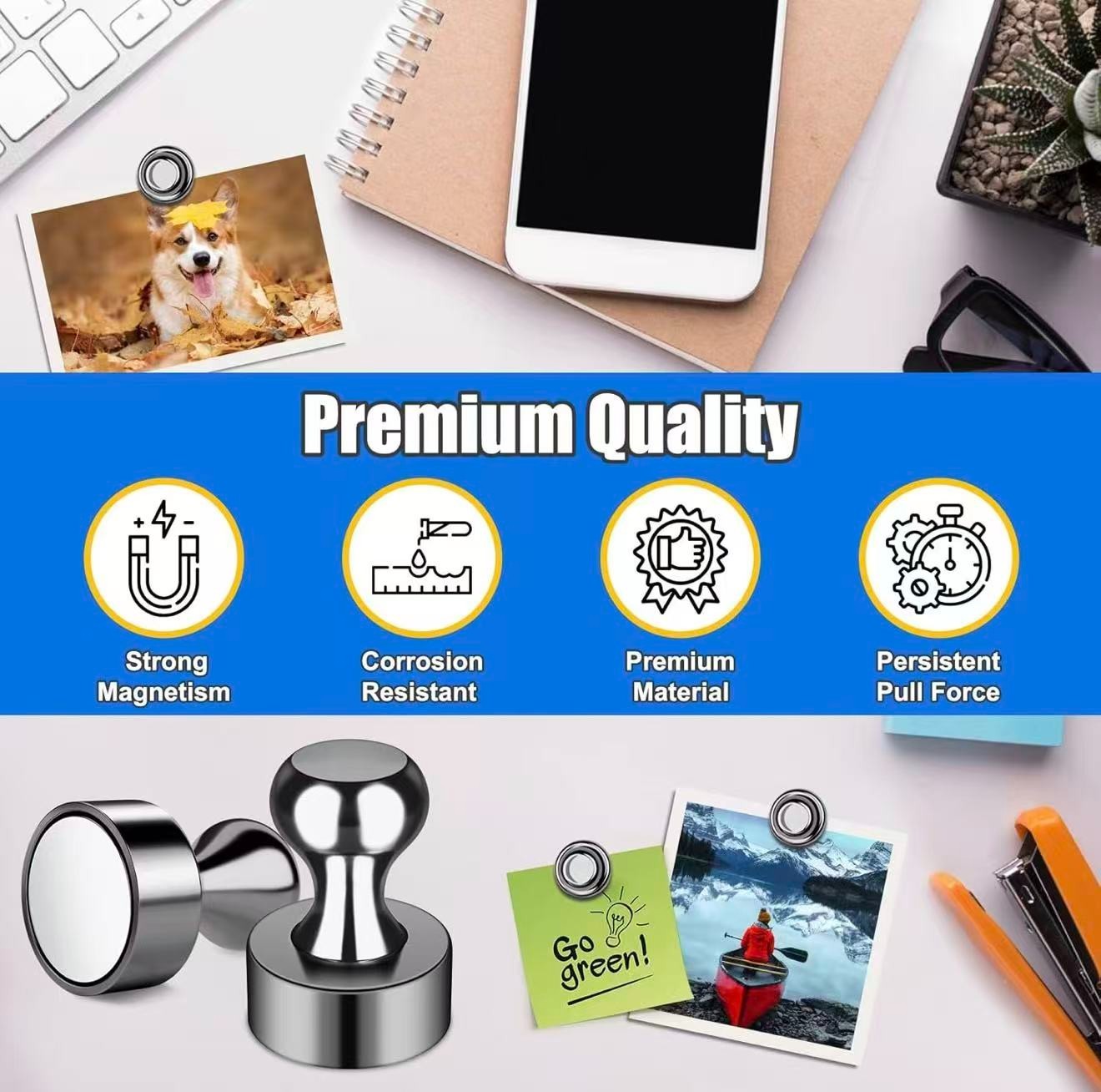 Strong Whiteboard Magnets, Tiny Cute Magnetic Push Pins for Refrigerator,56pcs