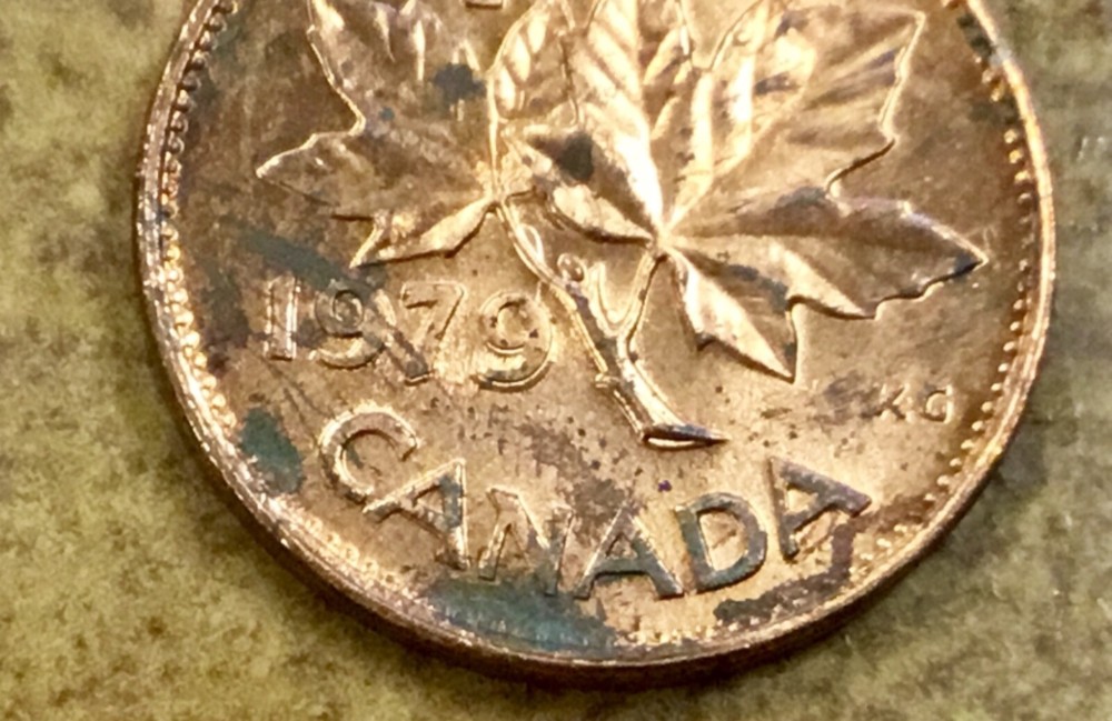 1979 Canada Cent Mint Error Double date re-engraved
