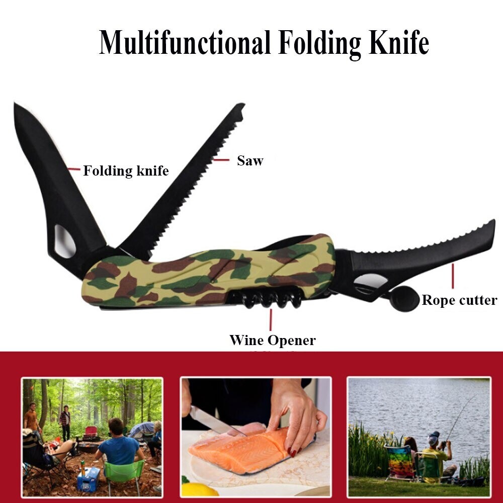 Folding Army Military Pocket Survival Bug Out Bush Knife Blade Multi Function