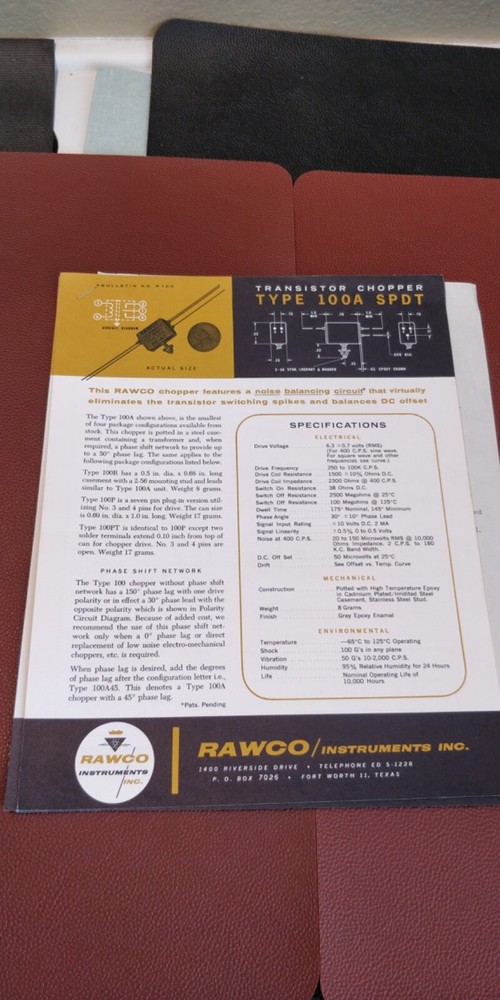 1963-64 ~ RAWCO Instruments Inc. ~ Bulletins Spec Sheets~ Transistors Amplifiers