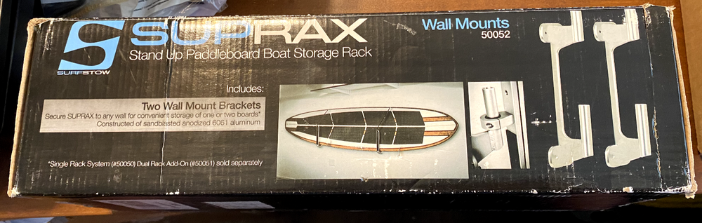 SurfStow SUPRAX Wall Mount Brackets for Rail Mount Single PaddleBoard Systems