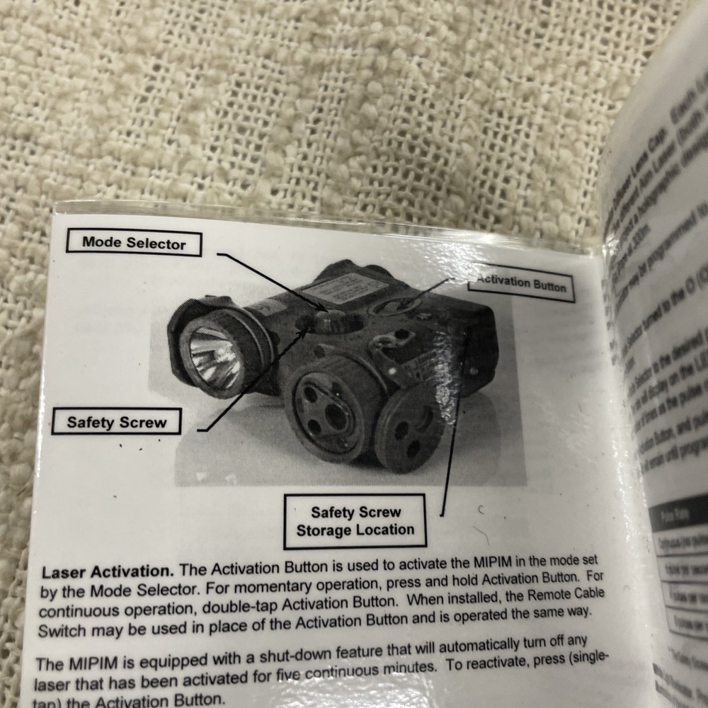 Mini Integrated Pointer Illuminator Module (MIPIM) AN/PEQ-16A Manual & Case ONLY
