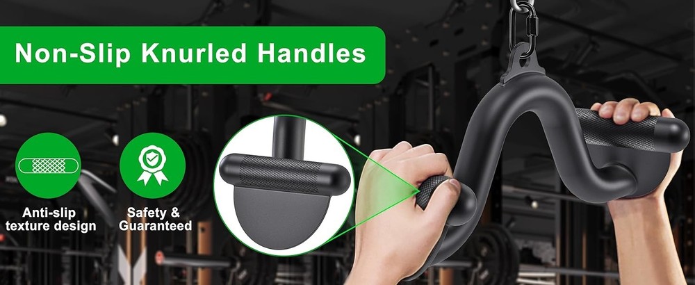 12" LAT Pull Down Bars Cable Machine Attachment, Rowing T-bar V-bar Set, Back...