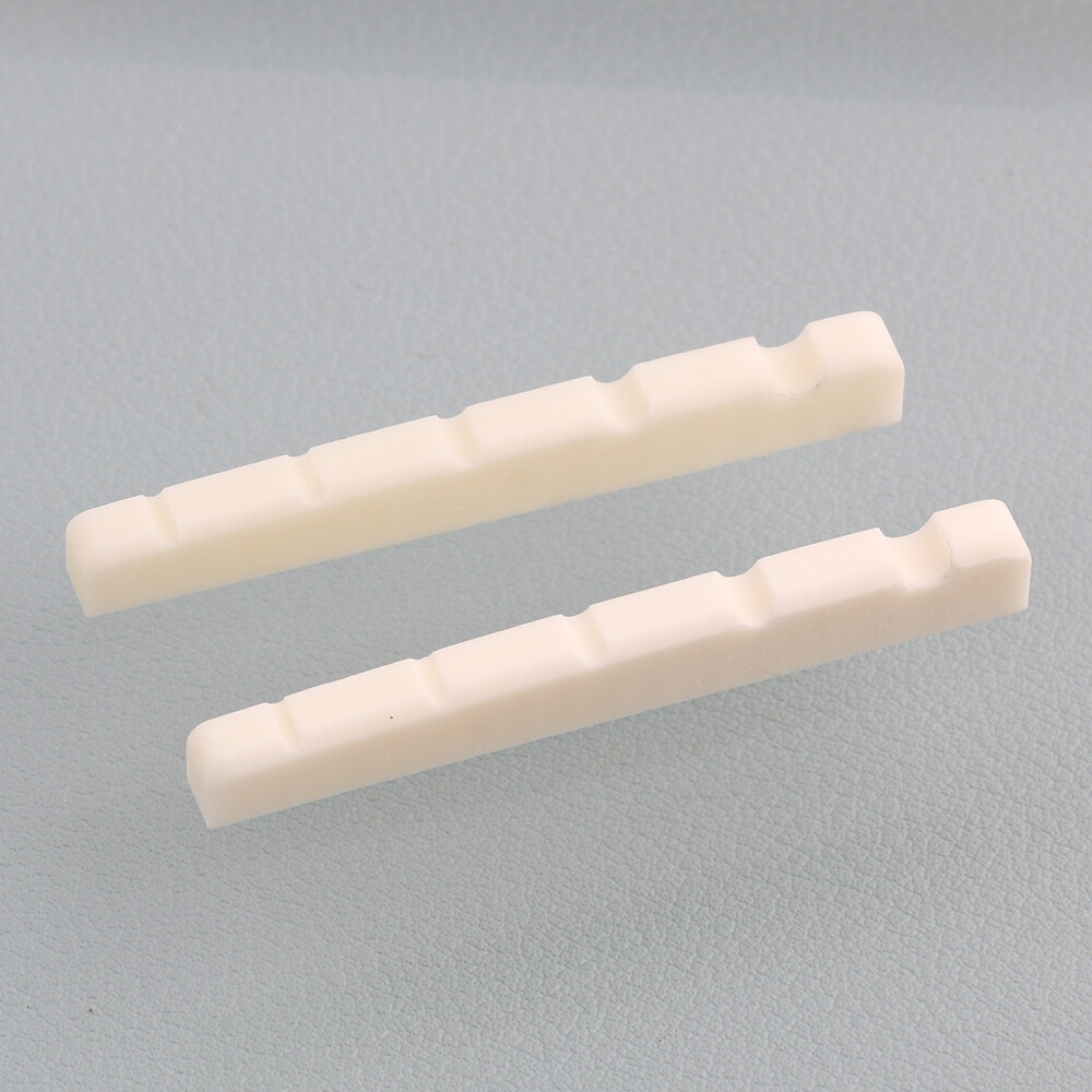 2PCS Slotted Flat Bottom Bleached Bone Nut for 5-String Electric Bass 45mm