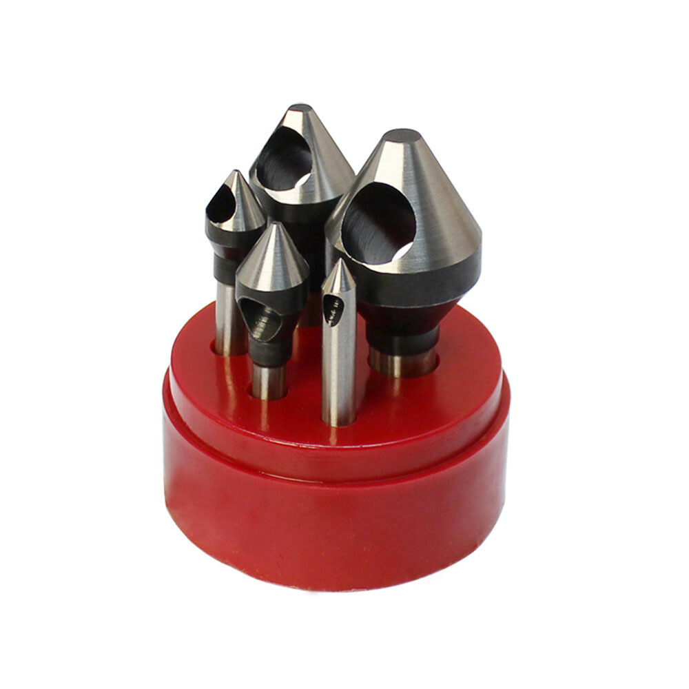 5 PC HSS Countersinks & Deburring Tool Set 60 Degree Straight Shank 1/16-9/16