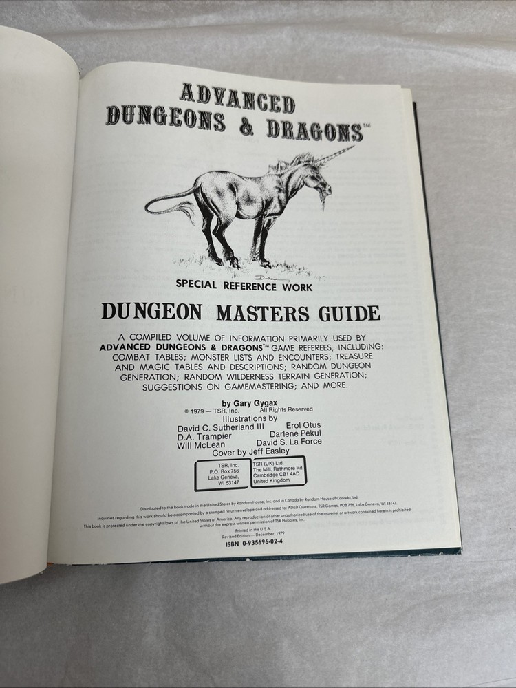 TSR Advanced Dungeons & Dragons AD&D DUNGEON MASTERS GUIDE Original 1979