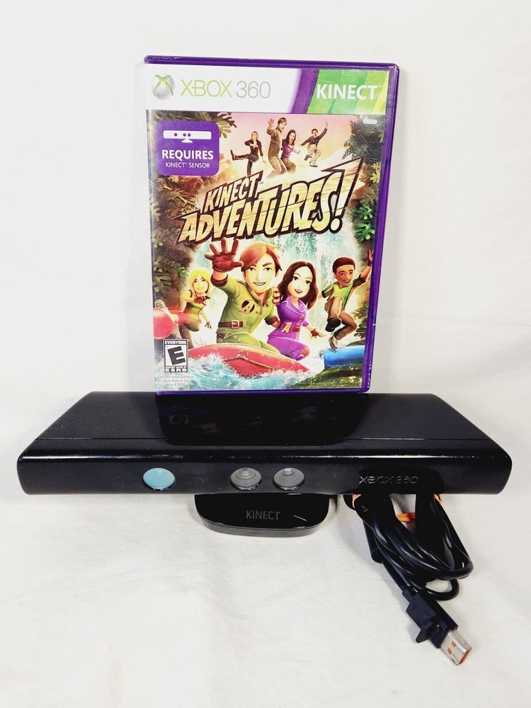 Microsoft Xbox 360 Kinect Black Sensor Bar Model 1414 & Kinect Adventure CIB