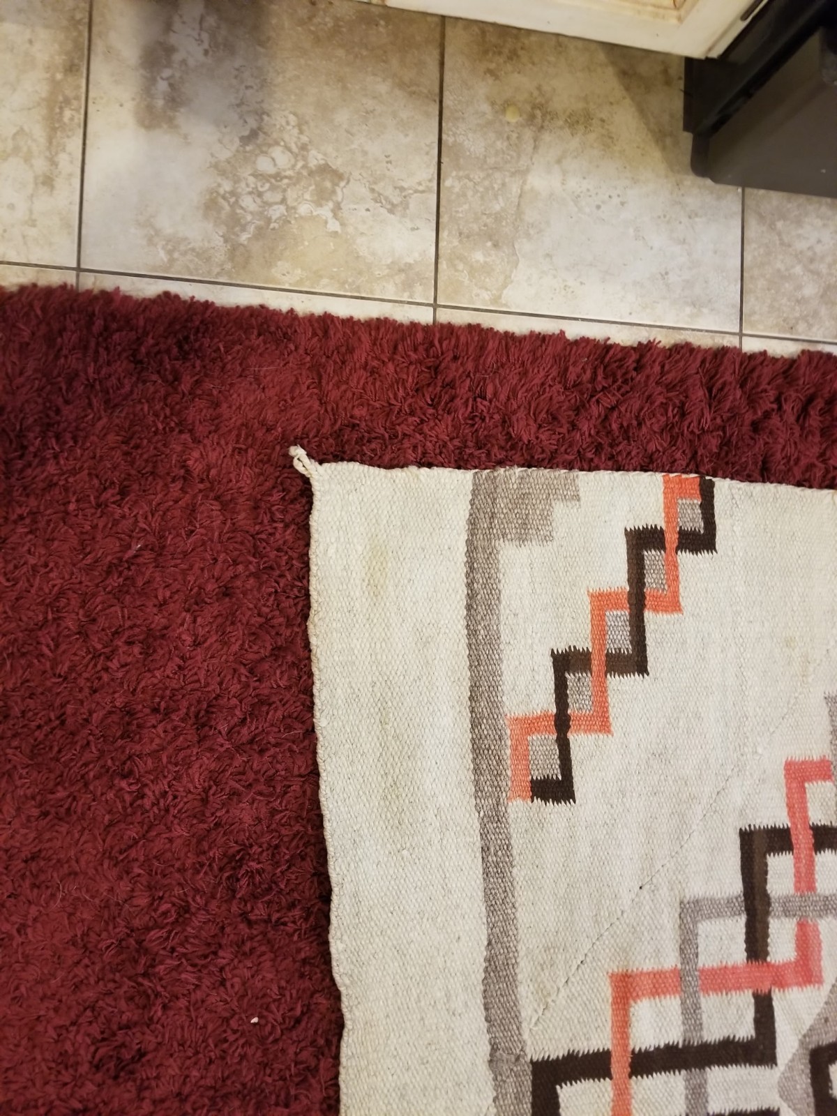 ANTIQUE 1890-1910 NAVAJO GANADO RUG 49" X 74" SOUGHTAFTER WHIRLING LOG DESIGN!!!