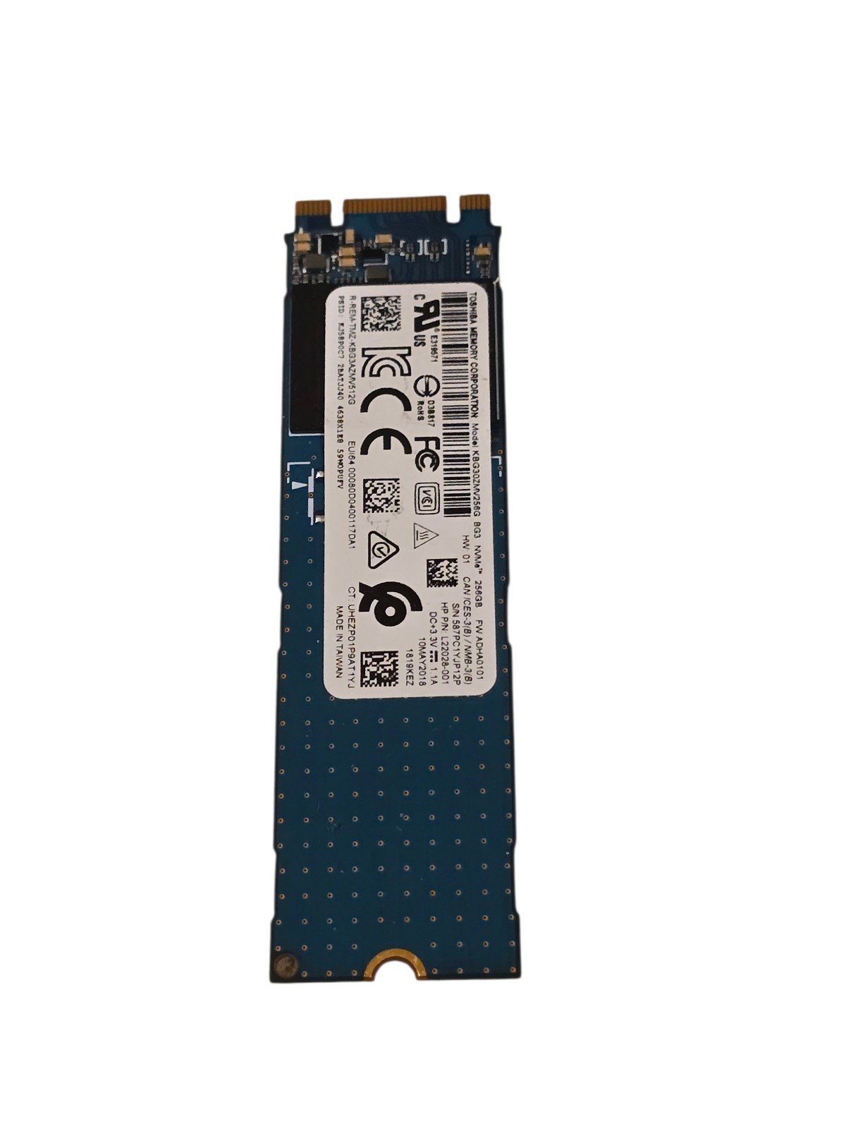 Toshiba BG3 256GB NVMe M.2 SSD PCIe KBG30ZMV256G HP L22028-001 587PC1YJP12P