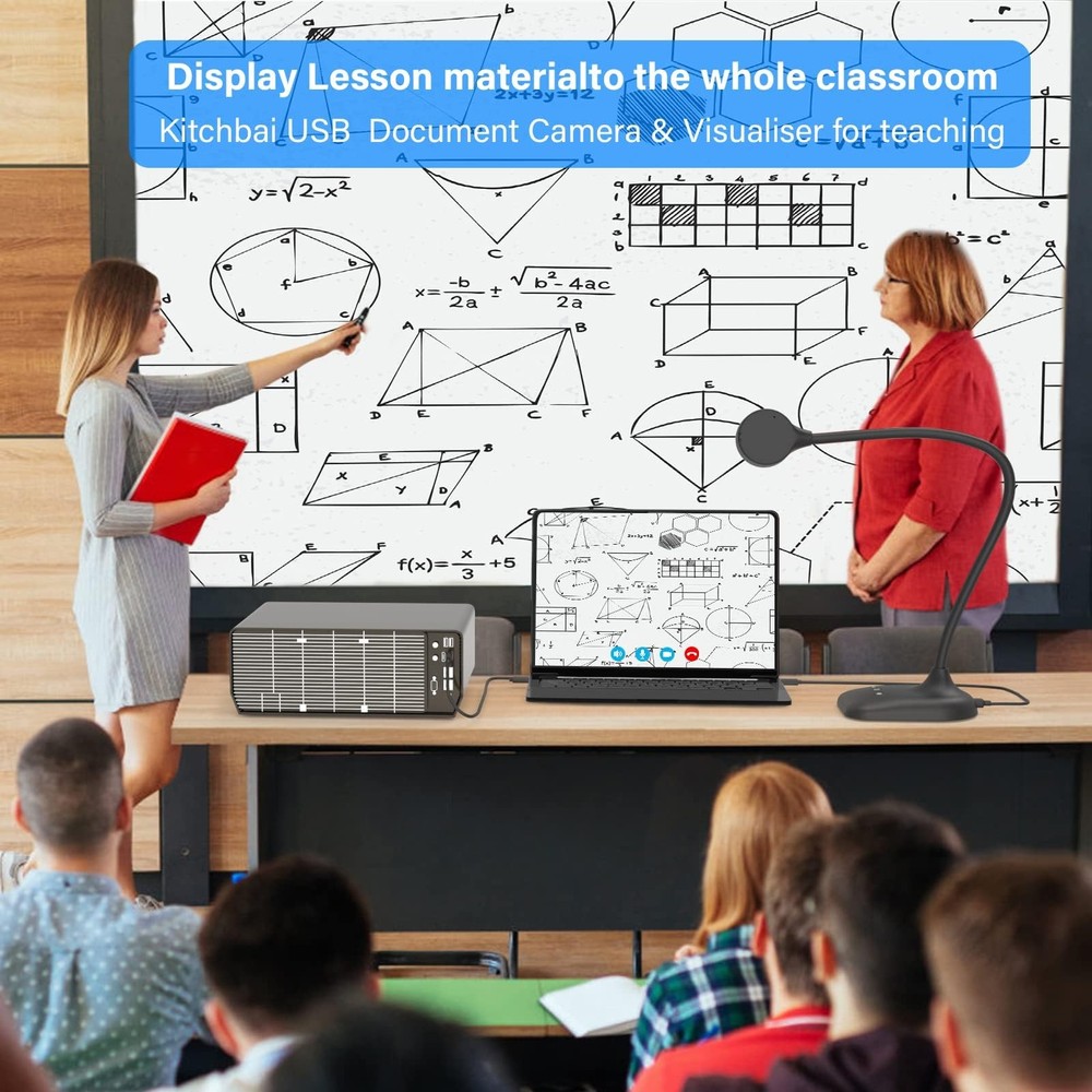 kitchbai Document Camera for Teachers, Webcam and Overhead Camera for Classro...