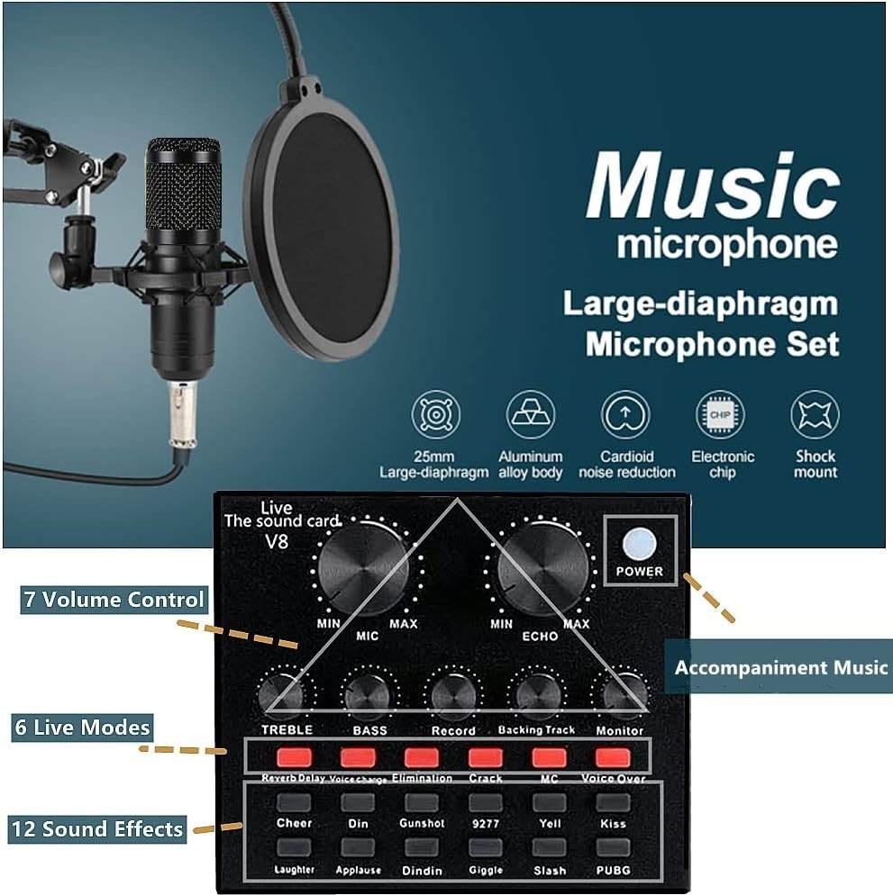 Complete Recording Studio Package: BM-800 Microphone for Streaming and YouTube