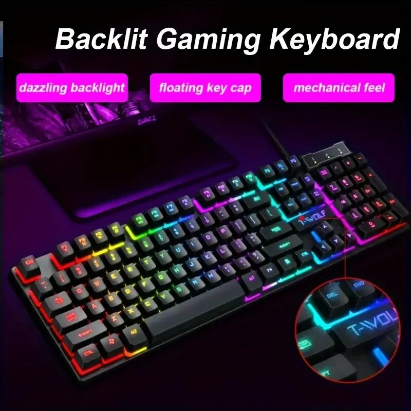 Gaming Usb Luminous Wired Keyboard Floating Manipulator
