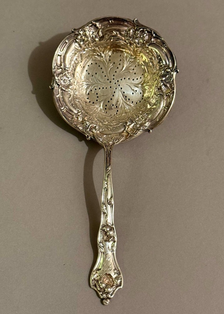 Reed & Barton Antique Sterling Silver Intaglio Tea Strainer Spoon