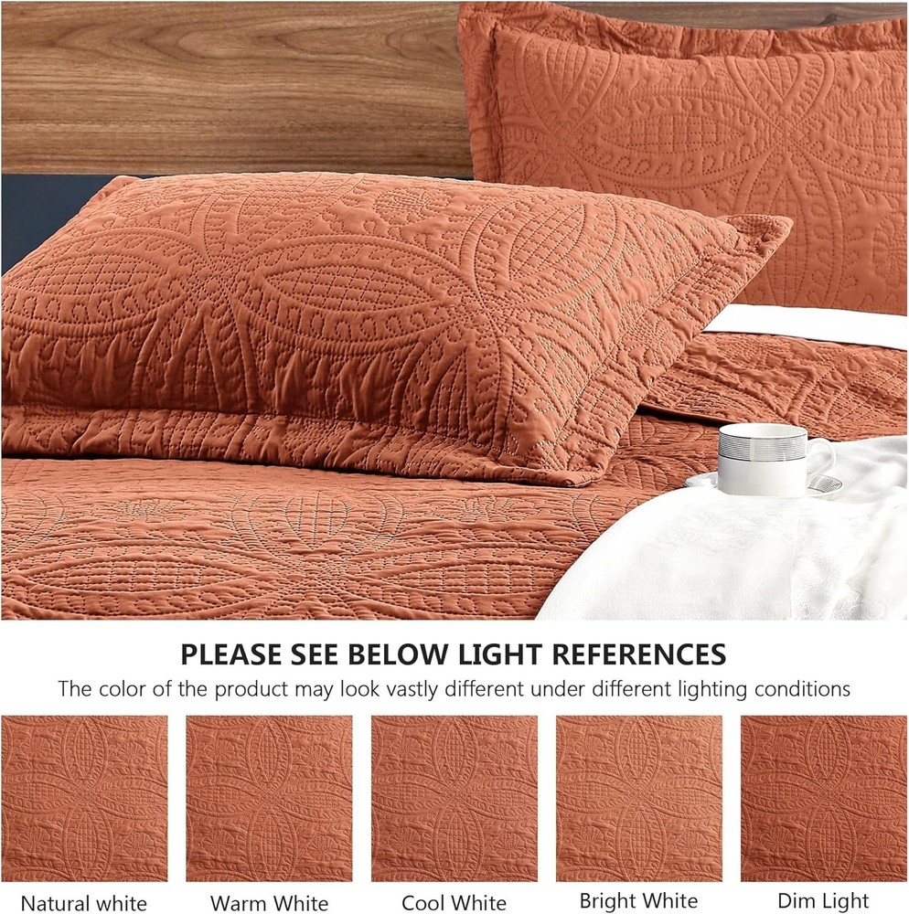 Lightweight Full/Queen Bedspread Set with Soft Coin Pattern - -Round Comfort