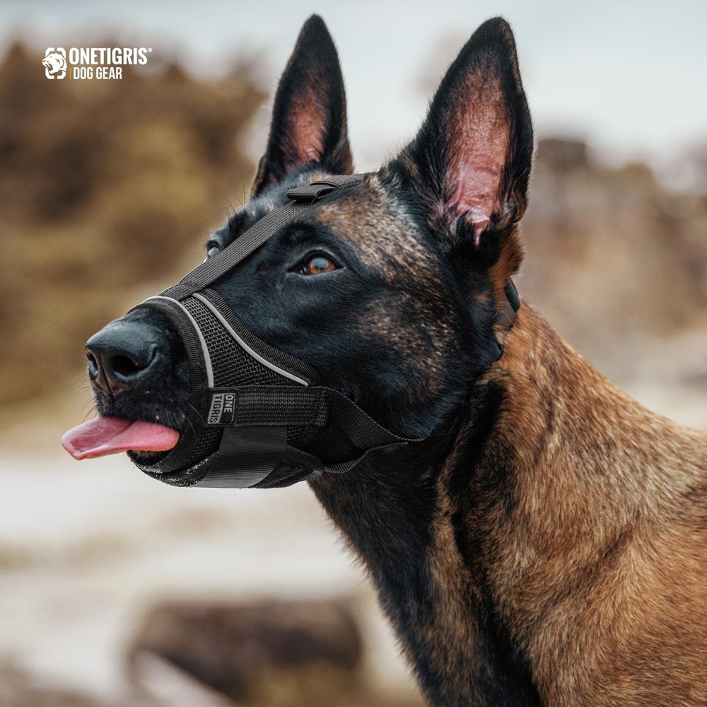 Large Dog Muzzle,Soft Nylon Muzzle Anti Biting Barking Chewing,Air Mesh Breat...