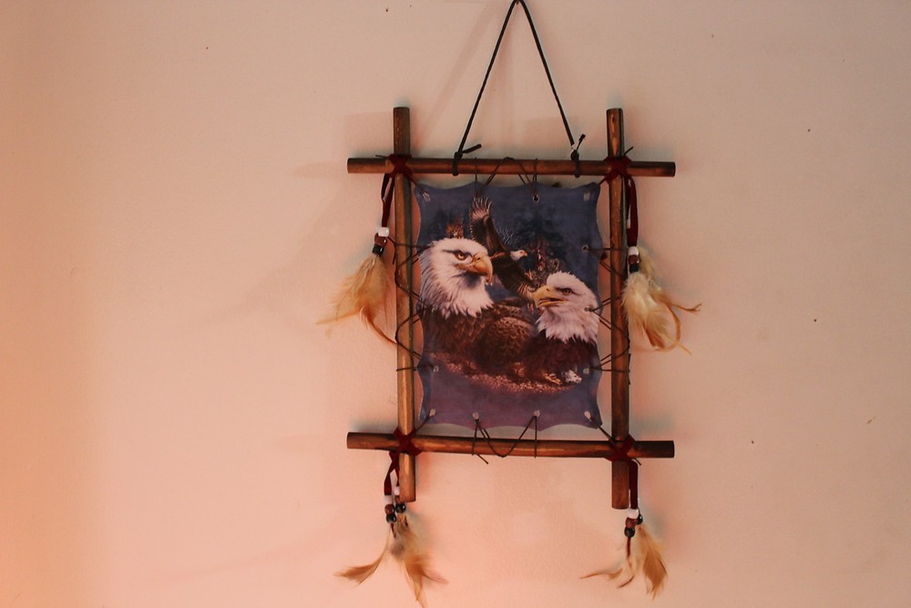 EAGLE EAGLES FOREST INDIAN WOOD FRAMED PICTURE