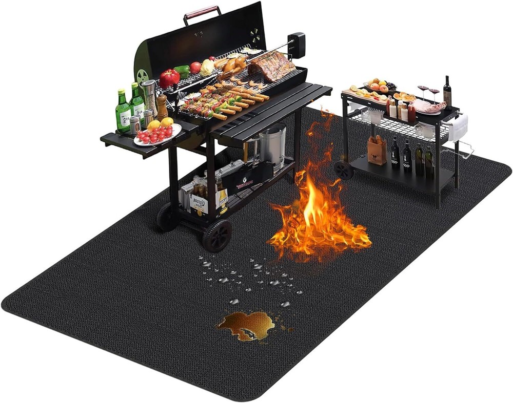 Under Grill Mats Foldable Fireproof Deck Patio Protector Mat High-temperature Re