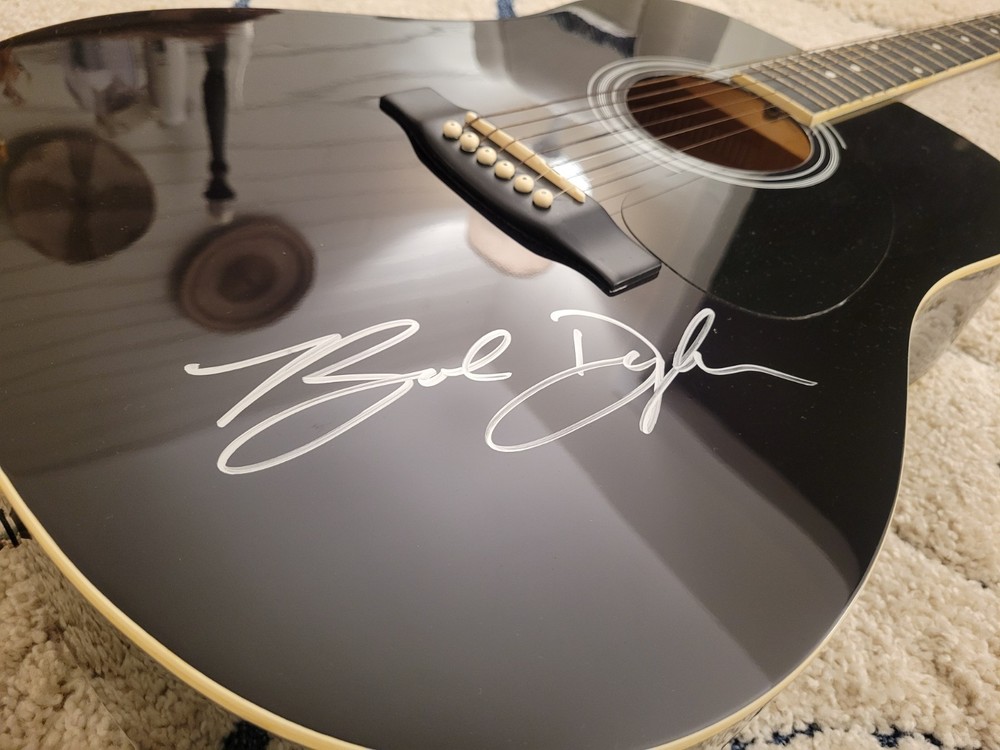 Bob Dylan Autographed Black Eleca Autistic Guitar Signed Authenticated