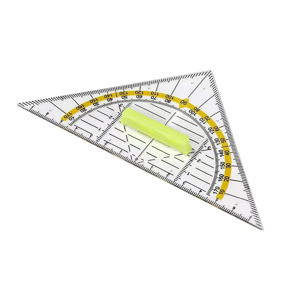 2 Pieces Set Square Protractor Triangular Ruler for School Classroom Student